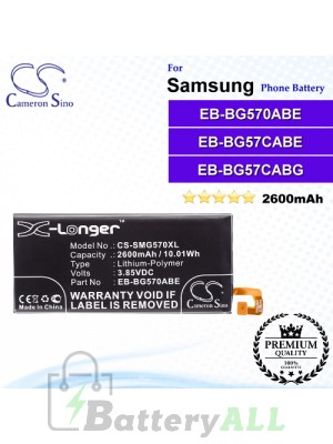 CS-SMG570XL For Samsung Phone Battery Model EB-BG570ABE / EB-BG57CABE / EB-BG57CABG