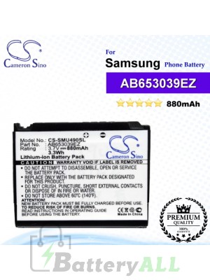 CS-SMU490SL For Samsung Phone Battery Model AB653039EZ / AB653039EZBSTD