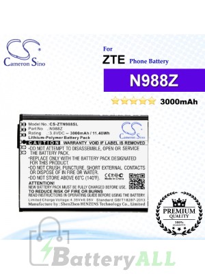 CS-ZTN988SL For ZTE Phone Battery Model N988Z