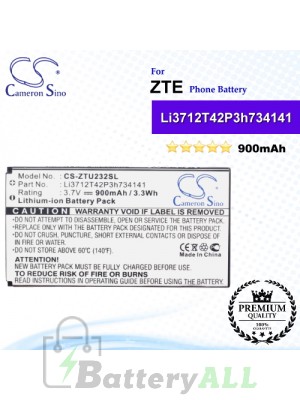 CS-ZTU232SL For ZTE Phone Battery Model Li3712T42P3h734141