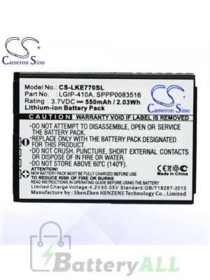 CS Battery for LG LGIP-410A / SPPP0083516 / SBPL0085603 Battery PHO-LKE770SL