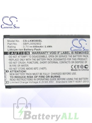 CS Battery for LG KF300 / KF330 / KM380 / KM385 / KM386 / KX226T Battery PHO-LKM380SL