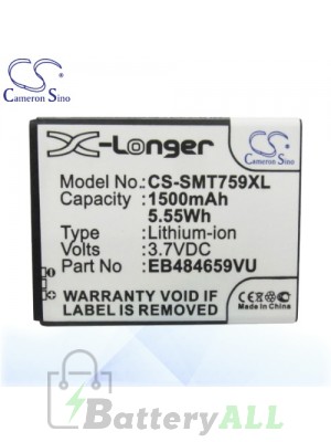 CS Battery for Samsung SGH-T679 / SGH-T759 / SHG-T589R / SHW-M410 Battery PHO-SMT759XL