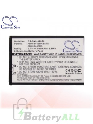 CS Battery for Samsung Specifications / SGH-T609 / SGH-T619 Battery PHO-SMU420SL