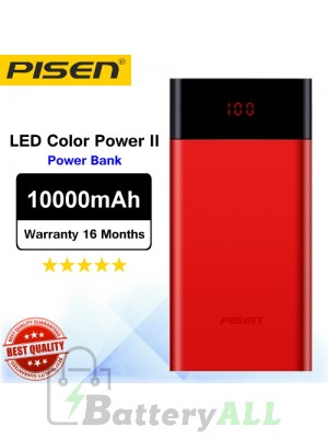 Original Pisen Power bank LED Color Power II PowerBank 10000mAh Red