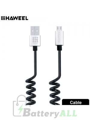 HAWEEL 2A Micro USB to USB 2.0 Retractable Coiled Data Sync Charging Cable HWL1022S