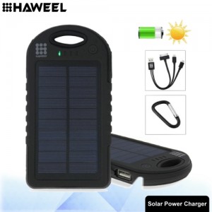 HAWEEL 8000mAh Double USB Power Bank Solar Charger with LED Flash Light HWL-9050B