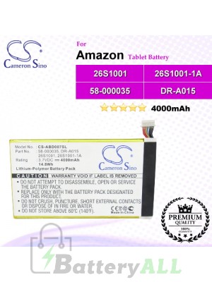 CS-ABD007SL For Amazon Tablet Battery Model 26S1001 / 26S1001-1A / 58-000035 / DR-A015