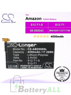 CS-ABD009SL For Amazon Tablet Battery Model 26S1004-A / 58-000043 / MNHSNY133711TM / S12-T1 / S12-T1-L / S12-T1-S