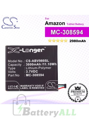 CS-ABV980SL For Amazon Tablet Battery Model MC-308594