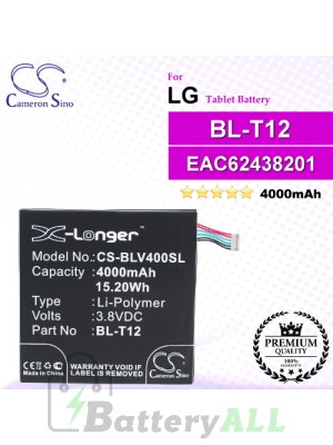 CS-BLV400SL For LG Tablet Battery Model BL-T12 / EAC62438201